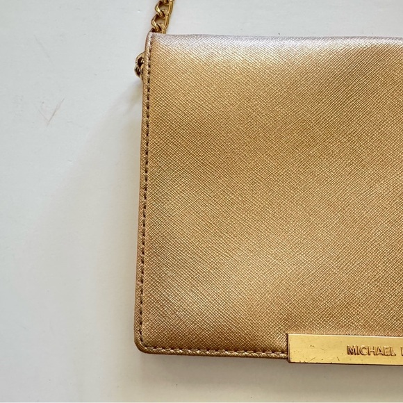 Michael Kors Gold Chain Strap Leather  Crossbody Bag - Picture 3 of 9